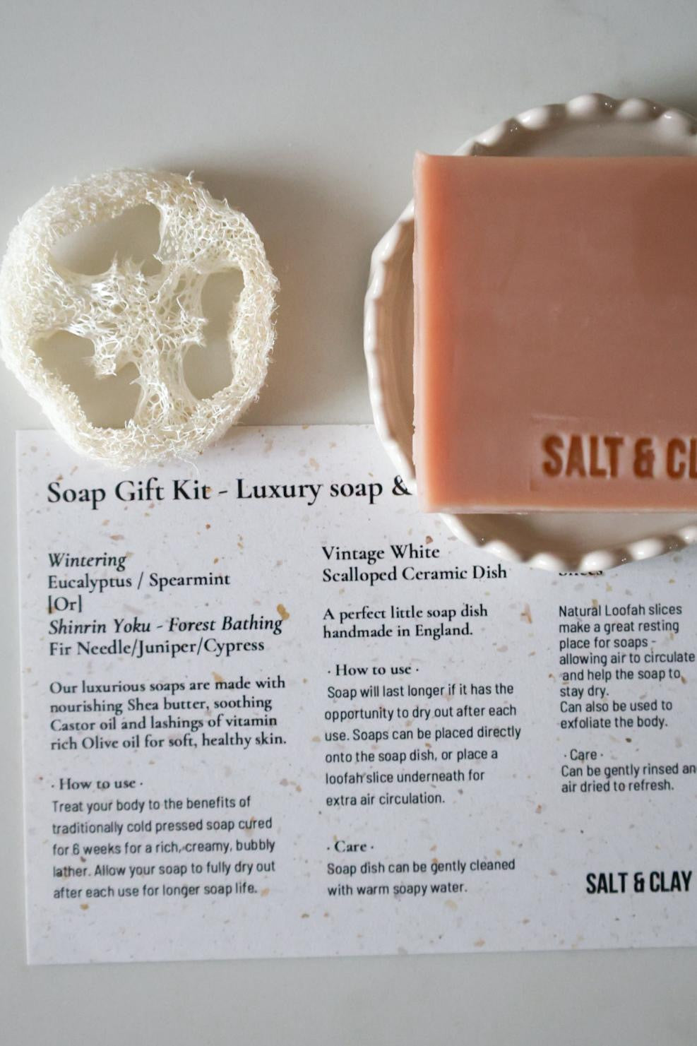 Soap Kit - With ceramic saucer, loofah and nail brush.