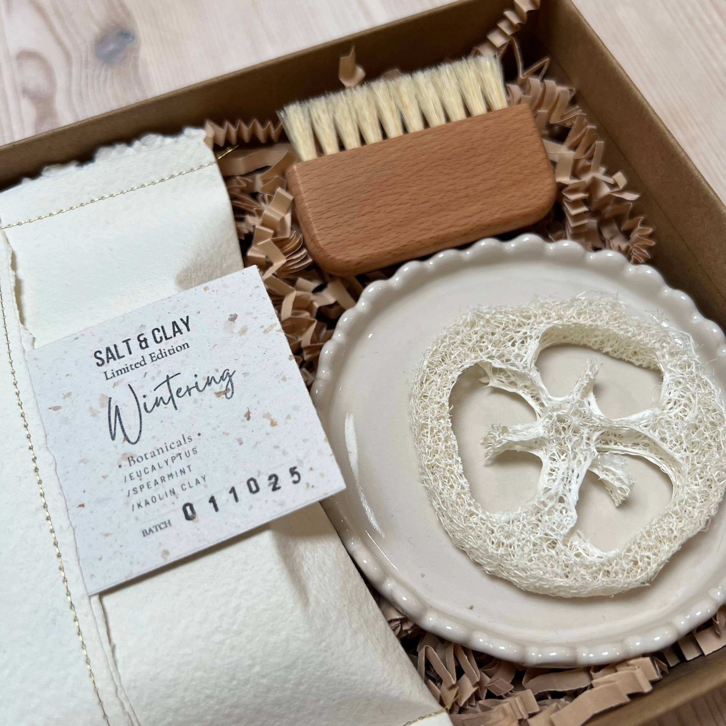 Soap Kit - With ceramic saucer, loofah and nail brush.