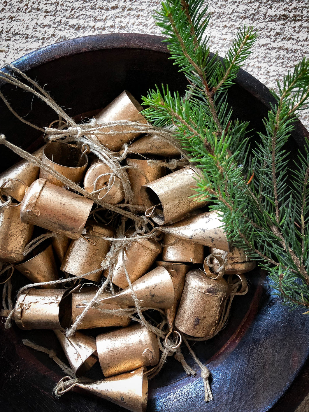 Rustic recycled tin bell decoration