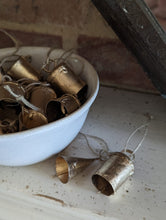 Load image into Gallery viewer, Rustic recycled tin bell decoration
