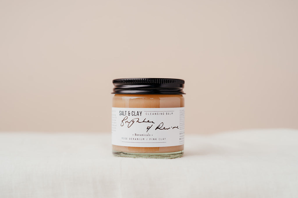 Our best selling creamy cleansing balm featuring french pink clay and gentle Rose Geranium essential oil. Plant based beauty. Vegan skincare. Vegan beauty. Salt & Clay. 