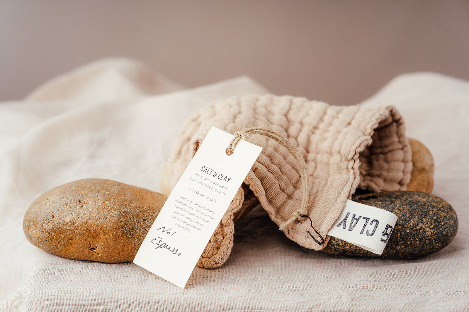 Espresso organic cotton face cloth. Salt & Clay